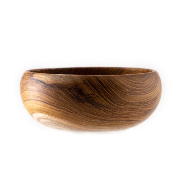 přírodní miska z teakového dřeva na smoothie bowl menší detail