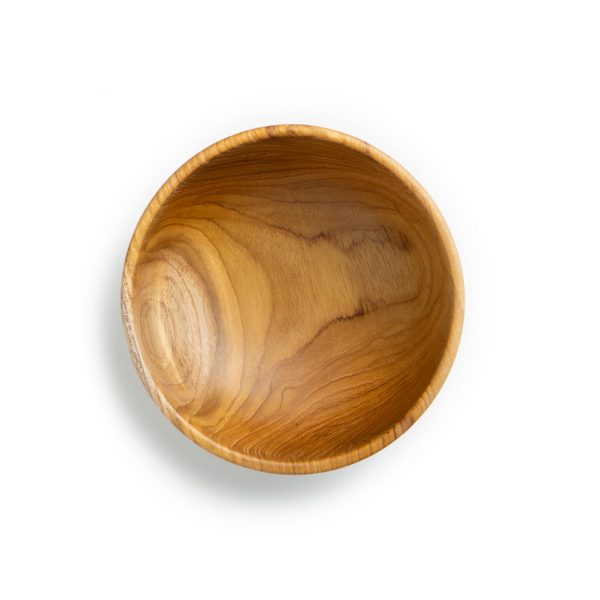 přírodní miska z teakového dřeva na smoothie bowl pohled shora