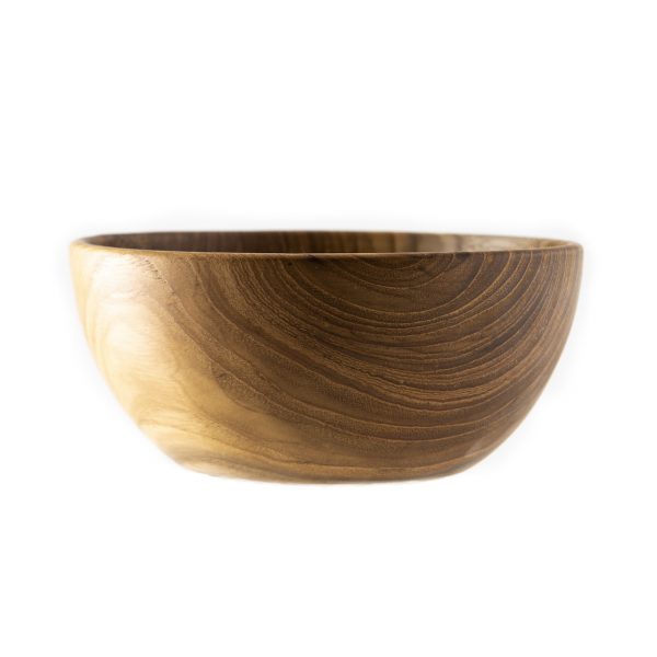 přírodní miska z teakového dřeva na smoothie bowl detail