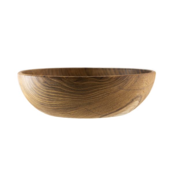 přírodní miska z teakového dřeva na salát detail