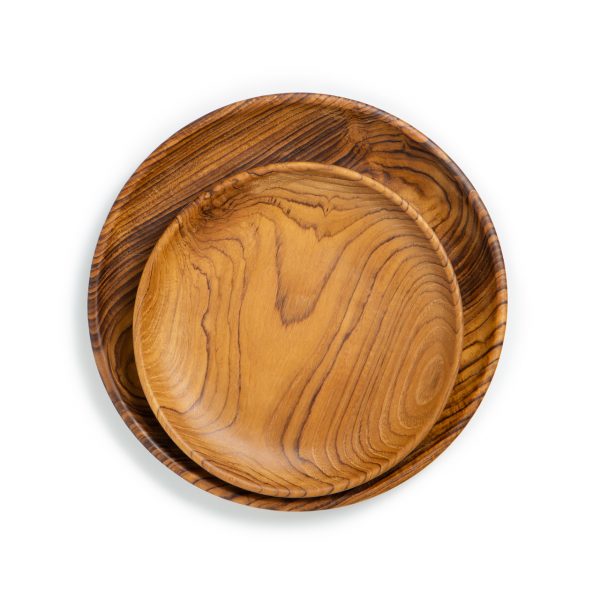přírodní talíře z teakového dřeva střední a dezertní srovnání