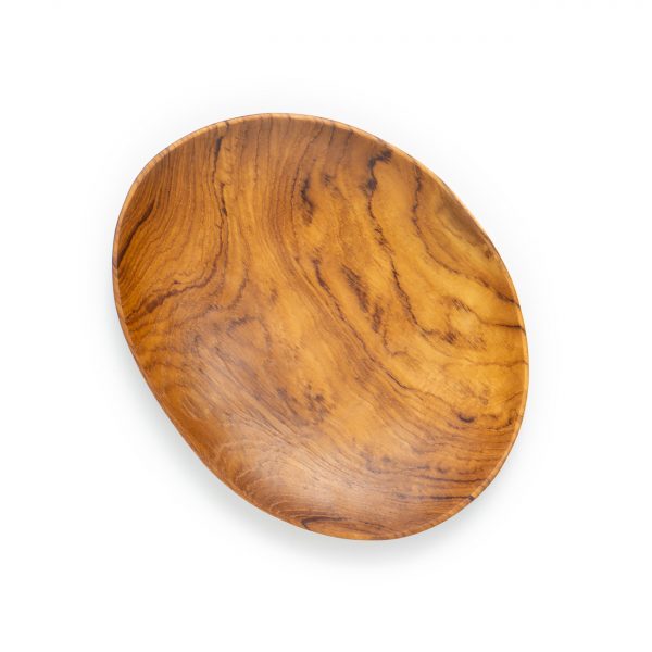 přírodní oválný talíř z teakového dřeva