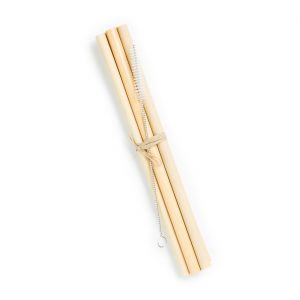 přírodní bambusová brčka 5 kusů a kartáček na čištění zdarma