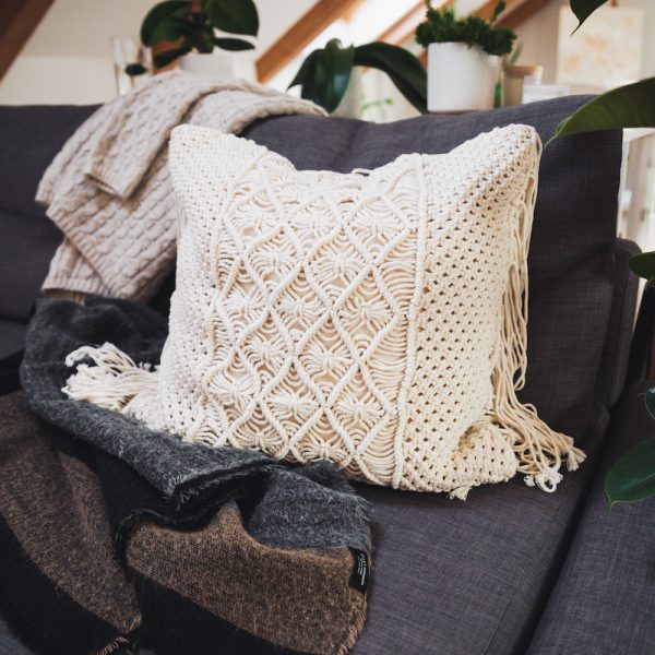 ručně drhaný macramé potah na polštář Jasmine 50x50 cm
