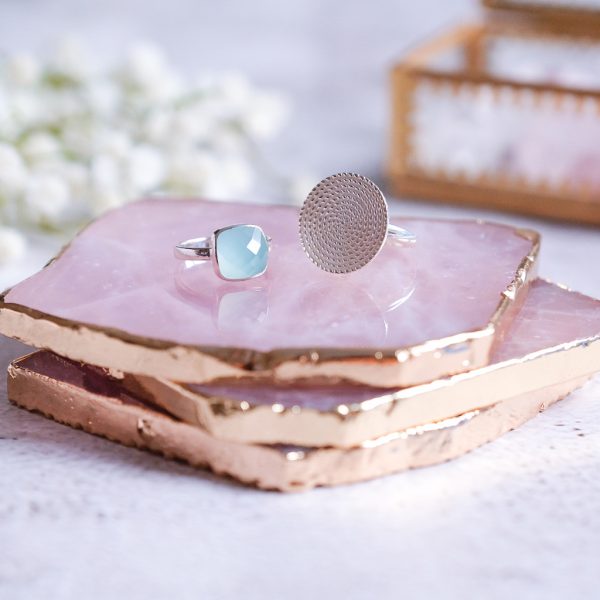 Stříbrný prsteny Blue Moon s Chalcedonem a Soul ze stříbra o ryzosti Ag925