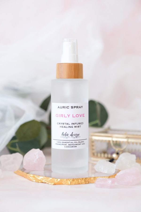 Auric Spray GIRLY LOVE s vůní esenciálních olejů, nabit pozitivní energií a silou krystalů