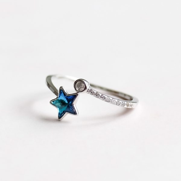 Stříbrný prsten Blue Star double
