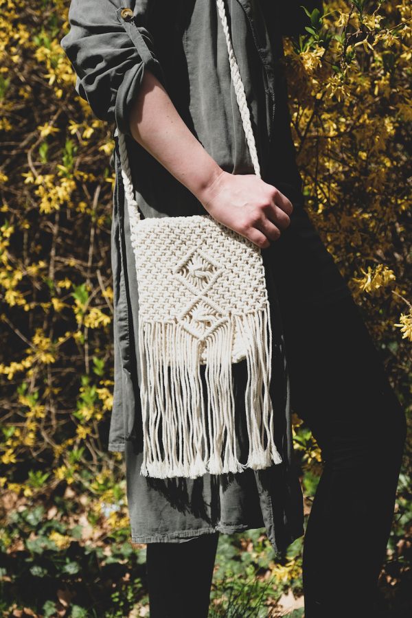 ručně upletená macramé kabelka smetanová Summer Love