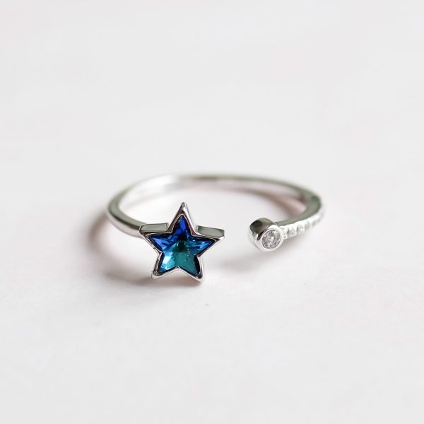 Stříbrný prsten Blue Star