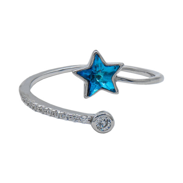Stříbrný prsten Blue Star double