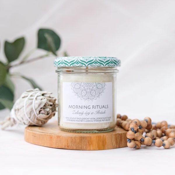Svíčka MORNING RITUALS s vůní zeleného čaje a ibišku a ze 100% přírodního sojového vosku Nature Wax