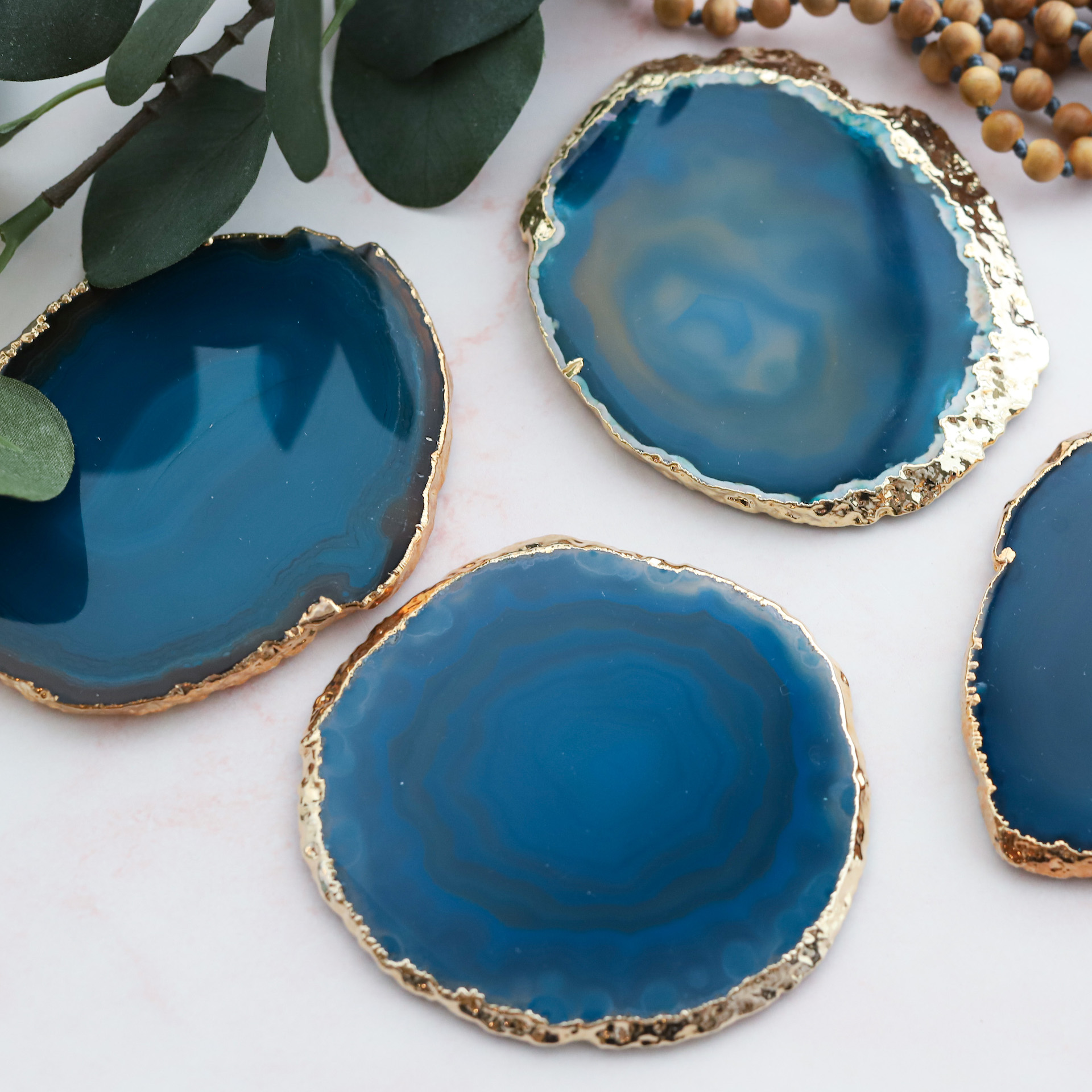 Podtácek gold Achát tyrkysový co kus to nezaměnitelný originál