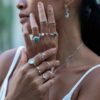 boho šperky na modelce Prsteny s Chalcedonem