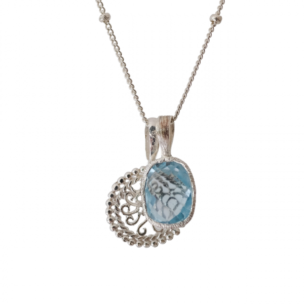 Stříbrný náhrdelník Aura Topaz Blue & Earth Love - Image 3