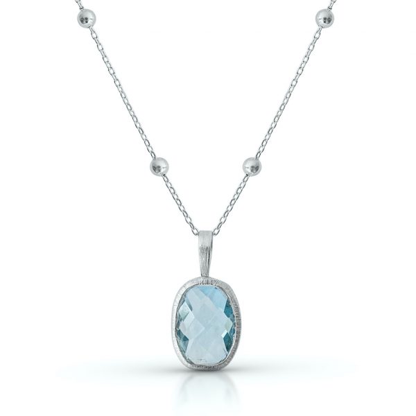 Stříbrný náhrdelník Aura Topaz Swiss blue ovál