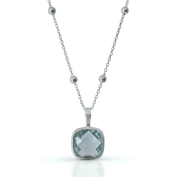 Stříbrný náhrdelník Aura Topaz Swiss blue