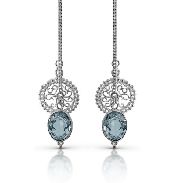 Stříbrné náušnice Aura Topaz Blue - Image 3