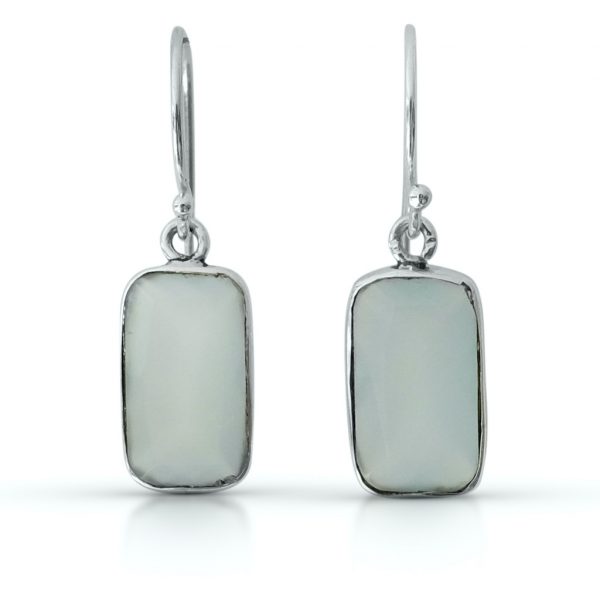 Stříbrné náušnice Chalcedon aqua