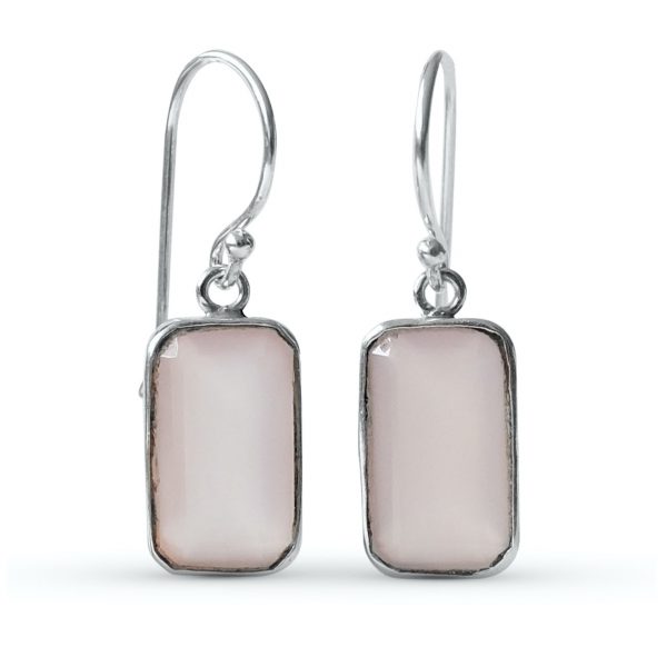 Stříbrné náušnice Chalcedon pink