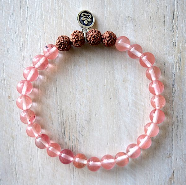 Jahodový křišťál & Rudraksha 6mm