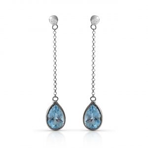 Stříbrné náušnice Aura Topaz Blue Pear