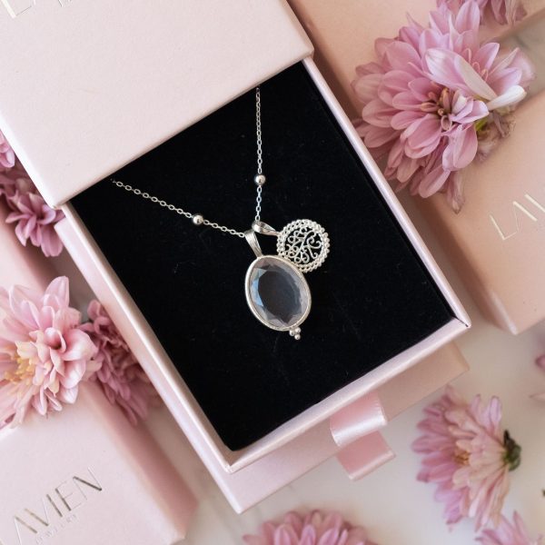 Stříbrný náhrdelník Aura Růženín & Earth Love