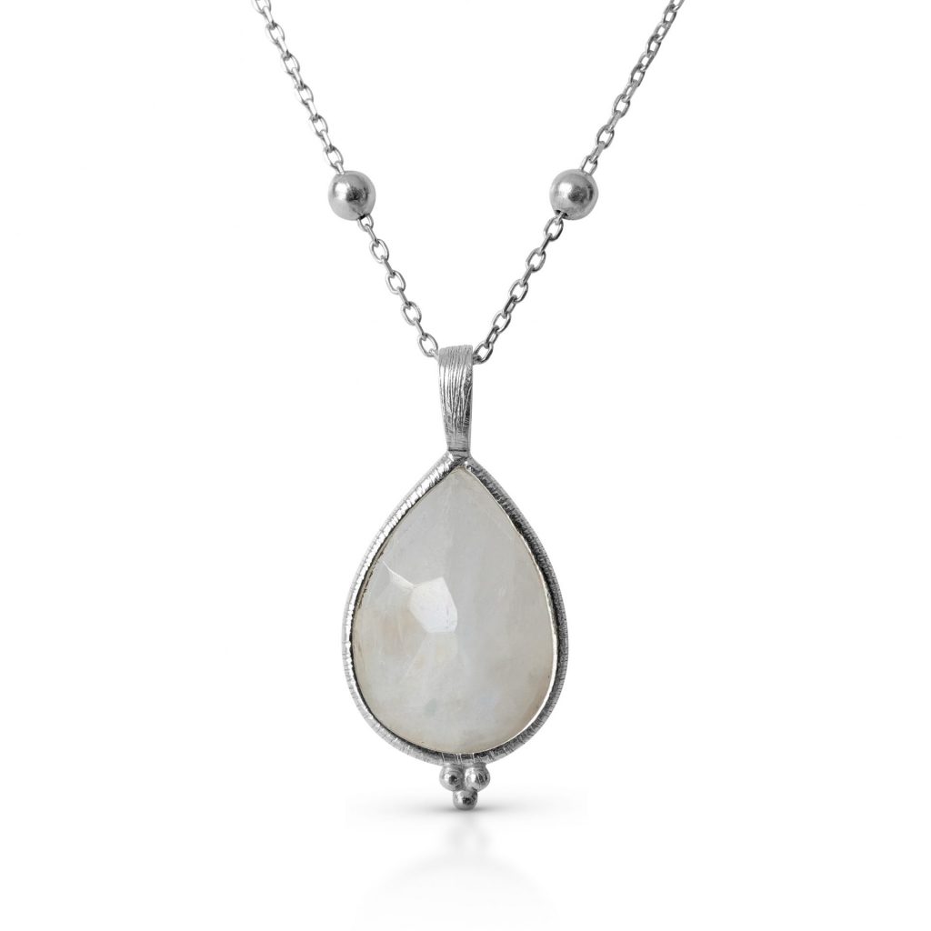Stříbrný náhrdelník Aura Měsíční kámen