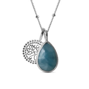 Stříbrný náhrdelník Aura Larimar & Earth Love