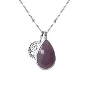 Stříbrný náhrdelník Aura Safír růžový & Earth Love