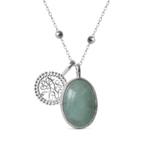 Stříbrný náhrdelník Aura Smaragd & Earth Love