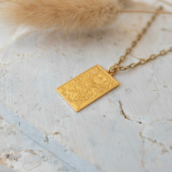 Pozlacený náhrdelník Tarotová karta Slunce