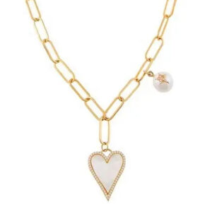 Pozlacený náhrdelník Srdce s perletí