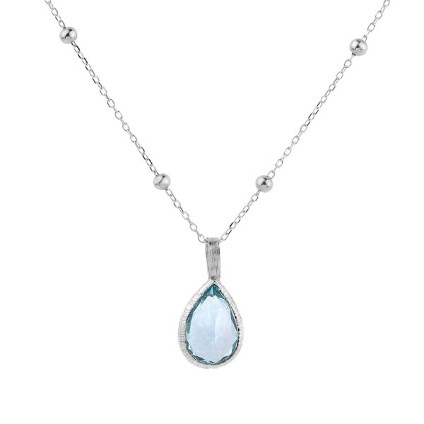 Stříbrný náhrdelník Aura Topaz blue Pear