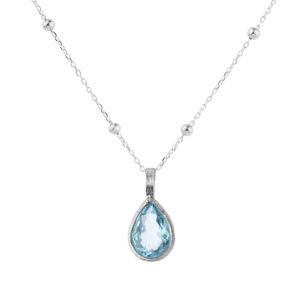 Stříbrný náhrdelník Aura Topaz blue Pear