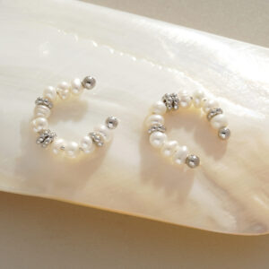 Stříbrné náušnice s Perlou Ear Cuff