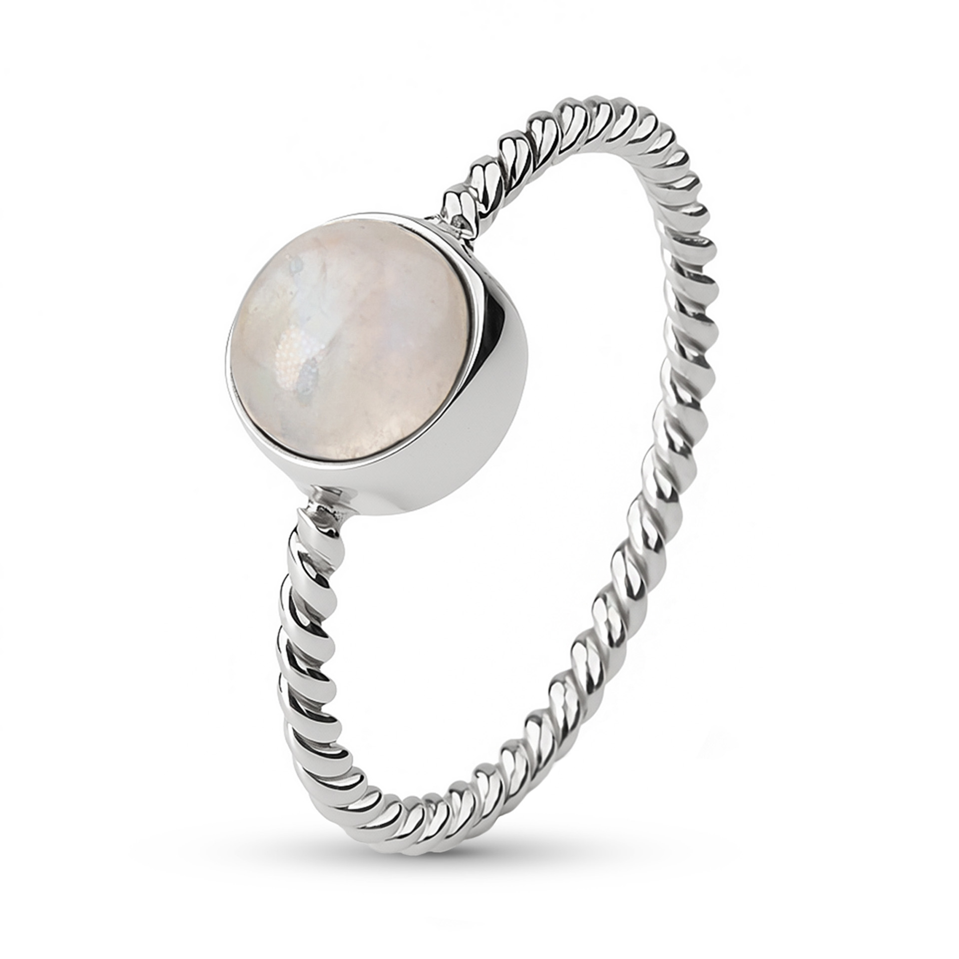 Stříbrný prsten s Měsíčním kamenem Twist