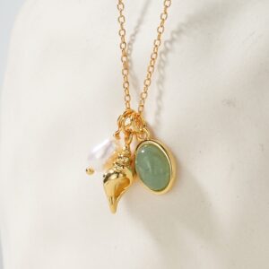 Pozlacený náhrdelník Mušle s Avanturínem