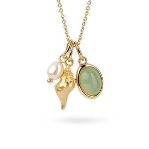 Pozlacený náhrdelník Mušle s Avanturínem