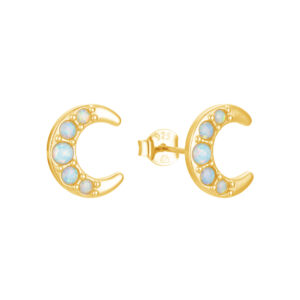 Pozlacené náušnice Half Moon s Opálem