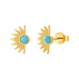 Pozlacené náušnice Slunce s Tyrkysem
